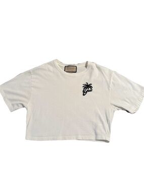 Gucci White Crewneck T-Shirt with Branded Neck Label